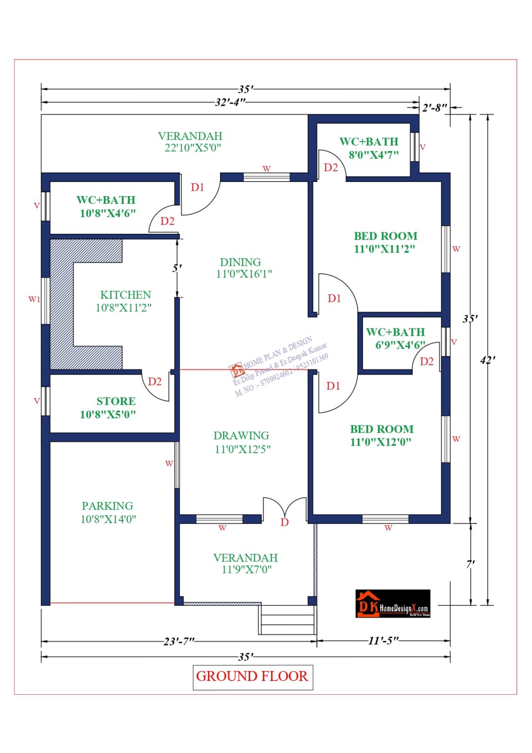 35X42 Affordable House Design DK Home DesignX