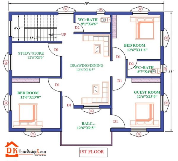 40X31 Modern House Design - DK Home DesignX