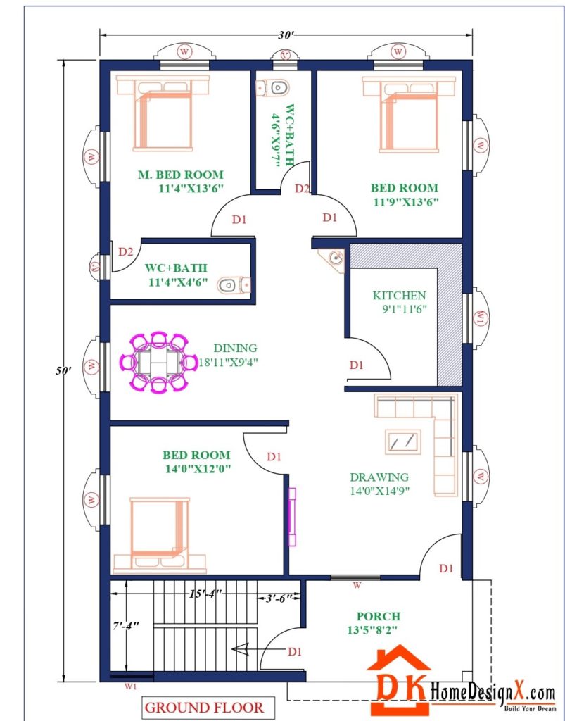 30X50 Modern Affordable House Design - DK Home DesignX