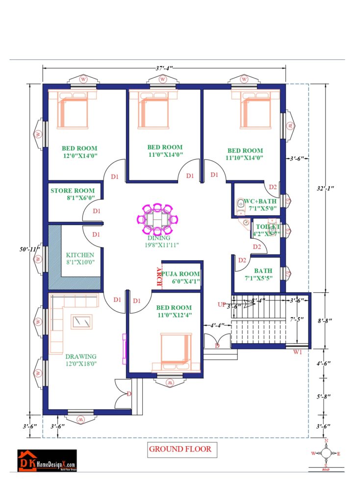 37X51 Affordable House Design - DK Home DesignX