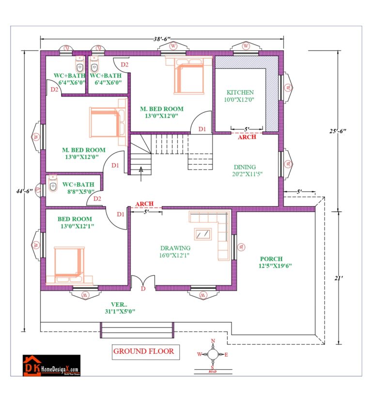 39X45 Modern House Design - DK Home DesignX