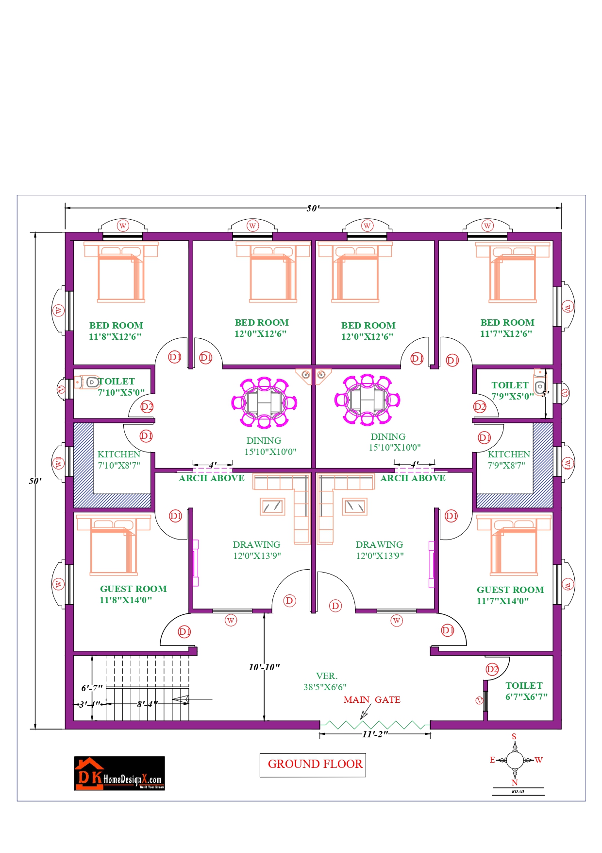 50X50 Affordable House Design For Two Brothers DK Home DesignX