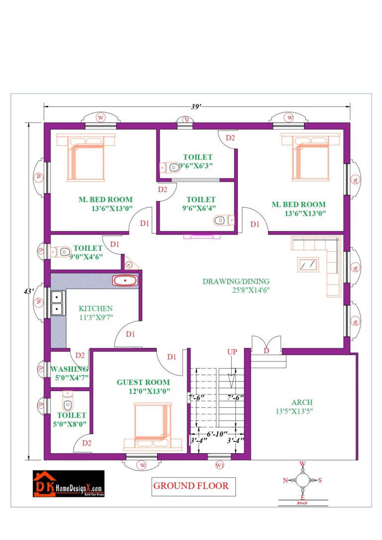 39X43 Modern House Design - DK Home DesignX