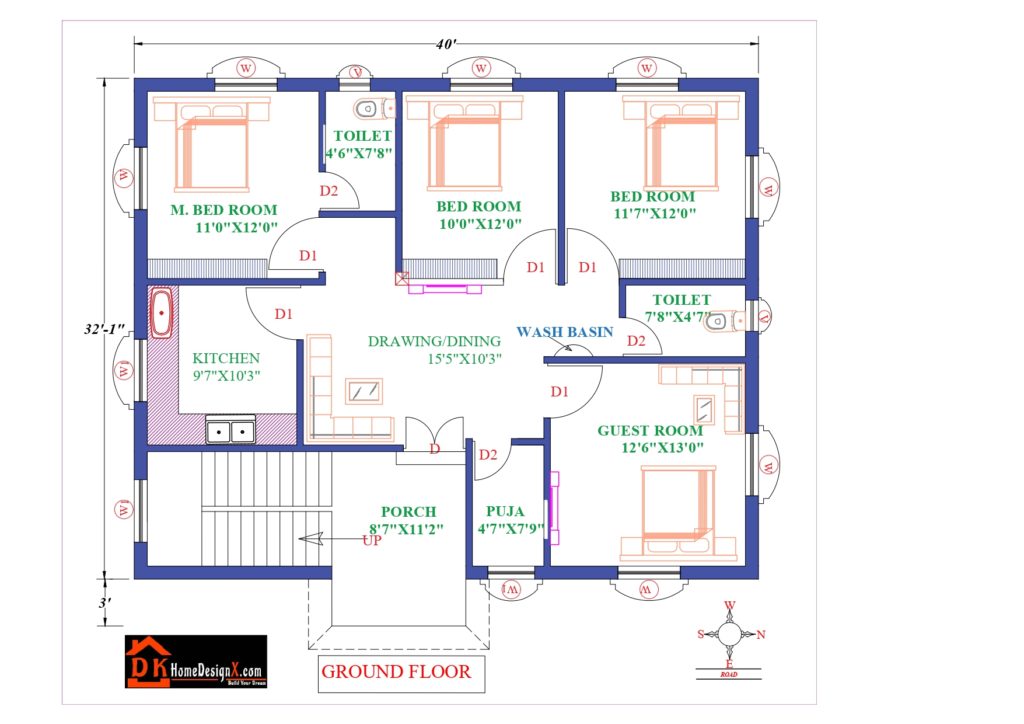 40X32 Affordable House Design DK Home DesignX