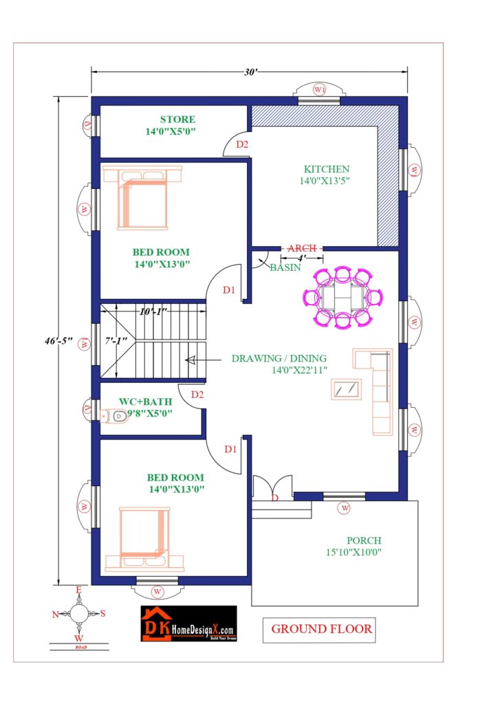 30X47 Affordable House Design - DK Home DesignX