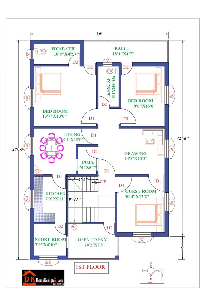 30X48 Affordable House Design - DK Home DesignX