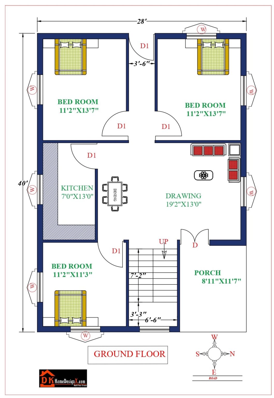 28X40 Modern House Design - DK Home DesignX