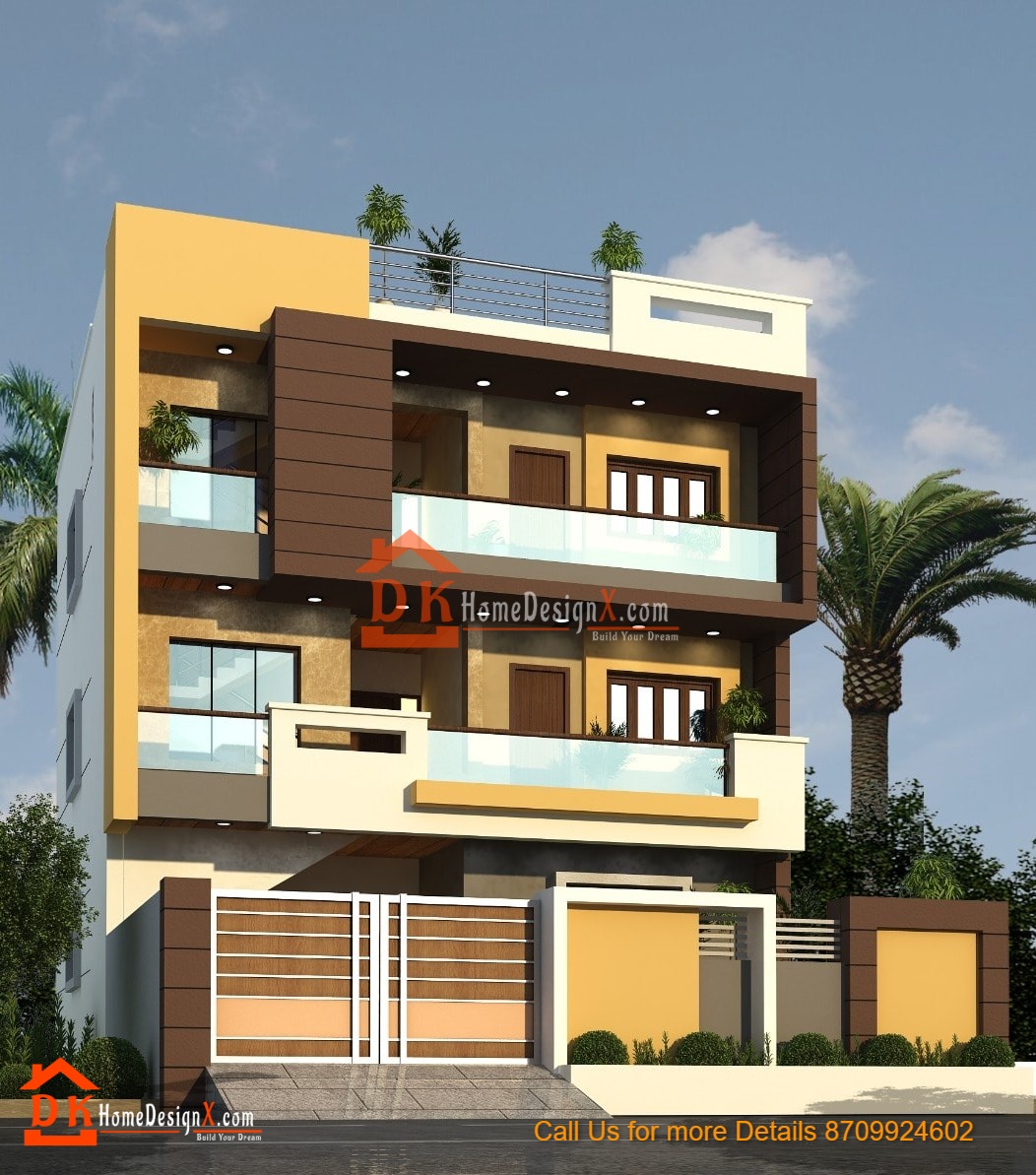 West face g+2  Small house elevation design, 3 storey house