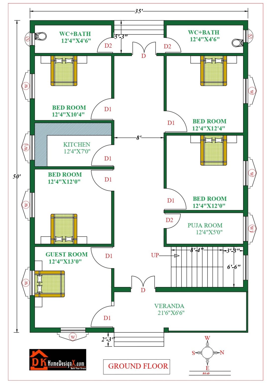 35x50 House Plans East Facing