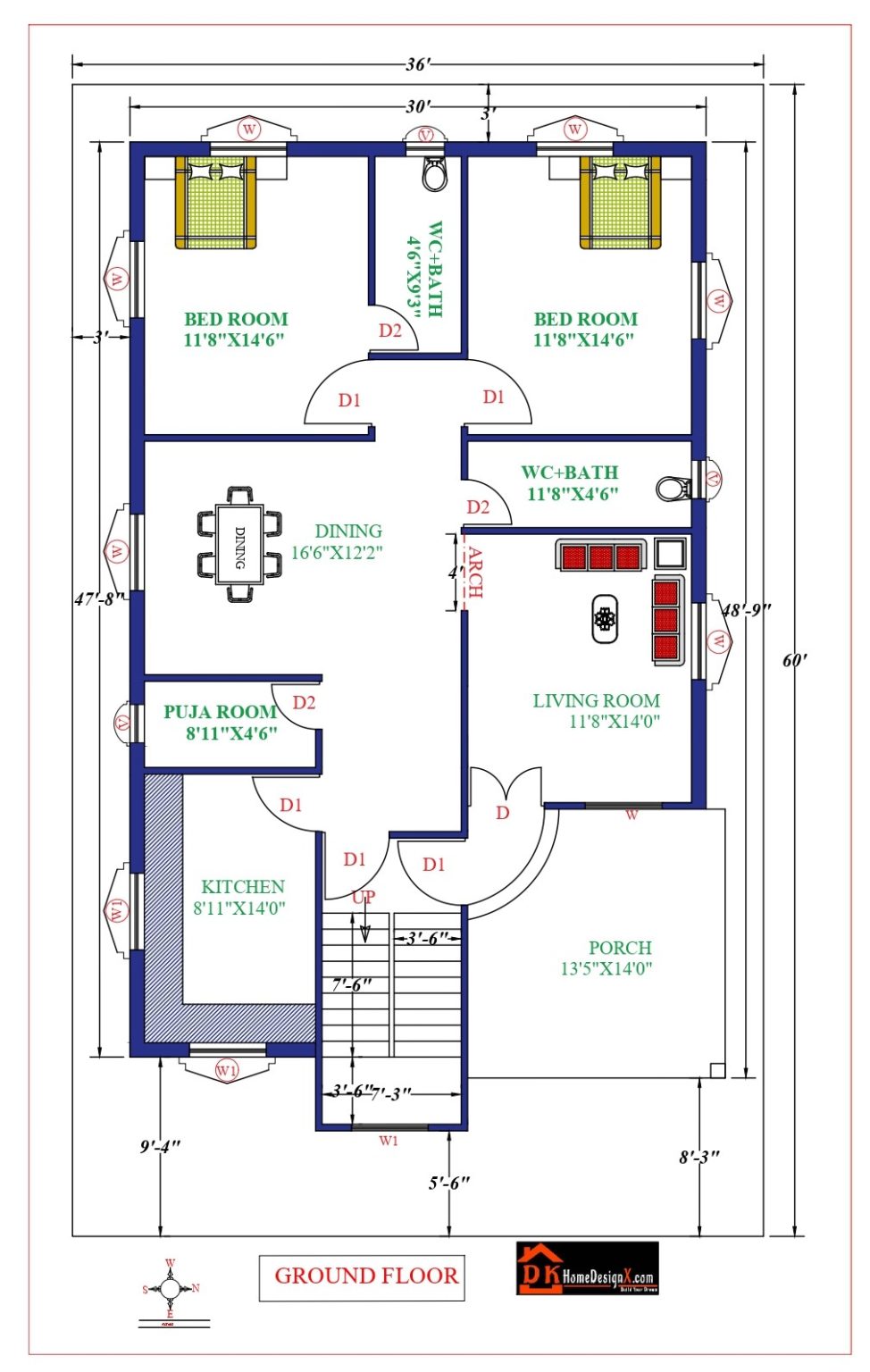 36X60 Modern House Design - DK Home DesignX