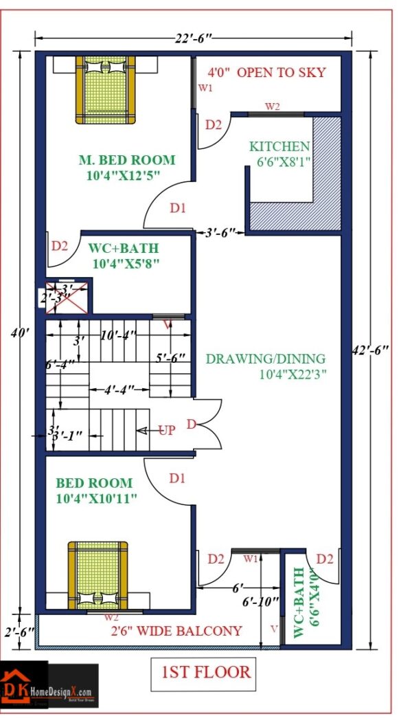 23X43 Affordable House Design - DK Home DesignX