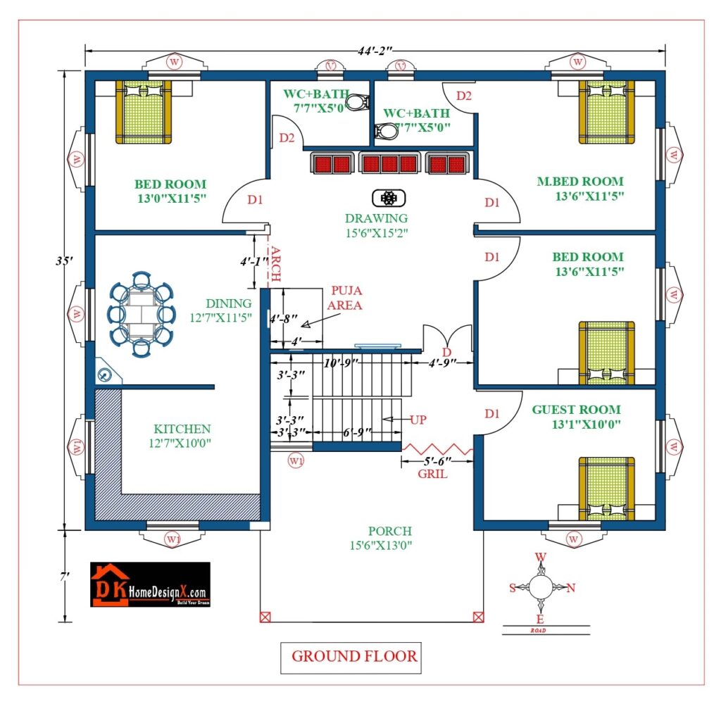 45X42 Modern House Design - DK Home DesignX