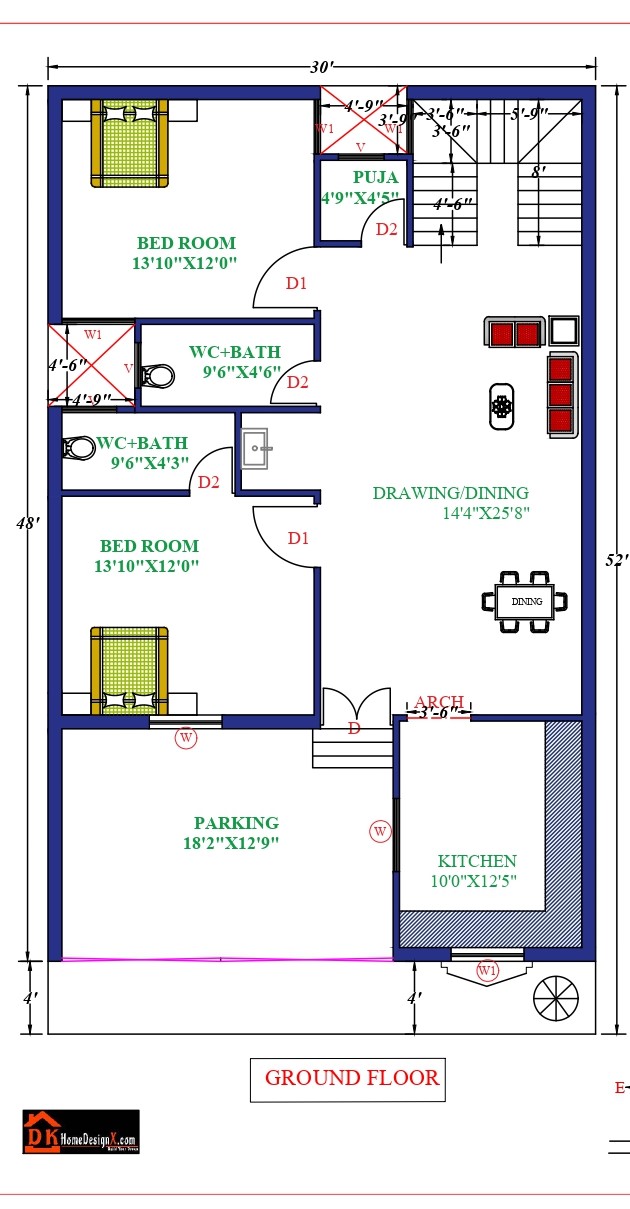 30X48 Affordable House Design - DK Home DesignX