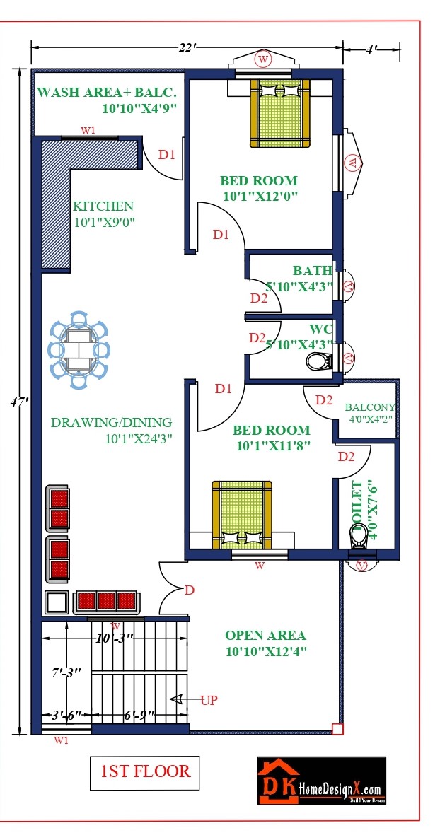 22X47 Modern House Design - DK Home DesignX