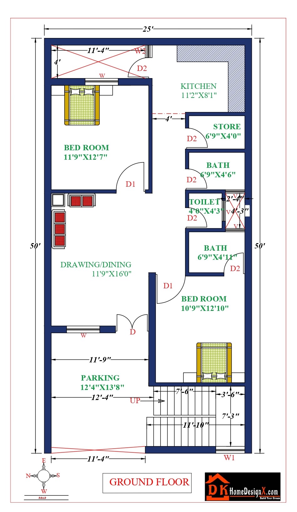 25X50 Affordable House Design DK Home DesignX