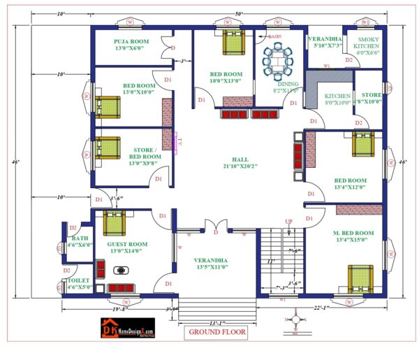 50X46 Large House Design - DK Home DesignX