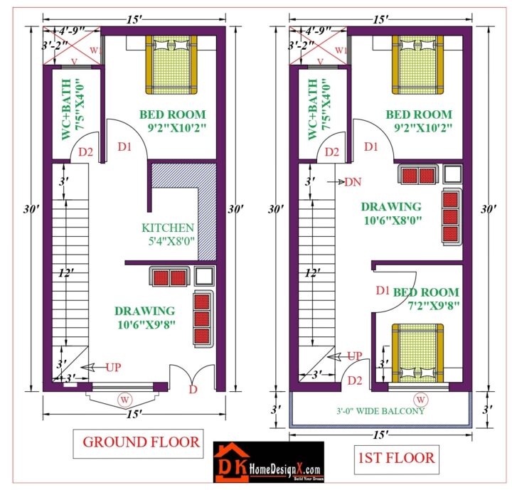 15X30 Affordable House Design - DK Home DesignX