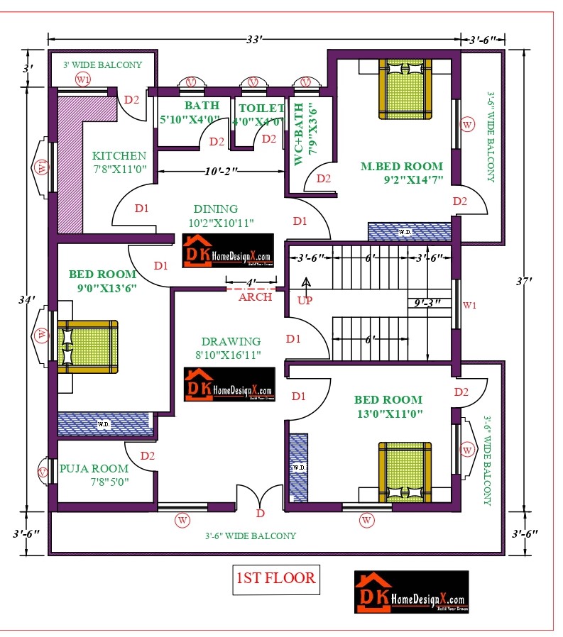 33X41 Affordable House Design - DK Home DesignX