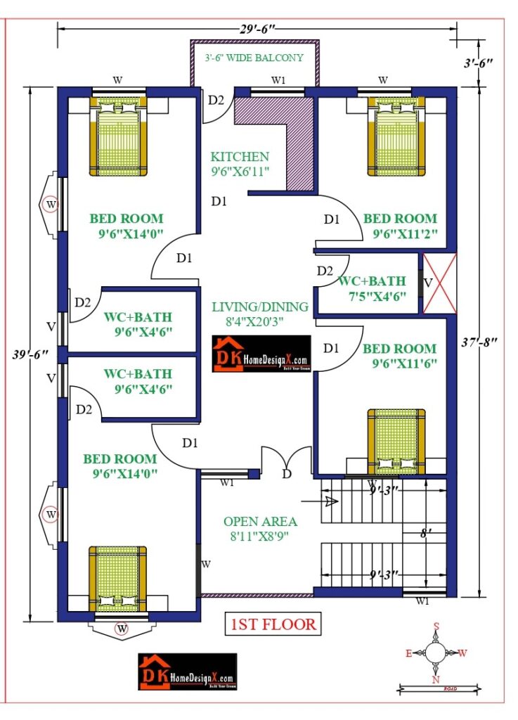 30X40 Affordable House Design - DK Home DesignX