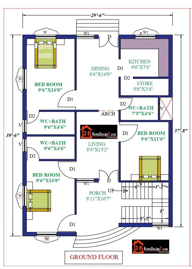 30X40 Affordable House Design - DK Home DesignX