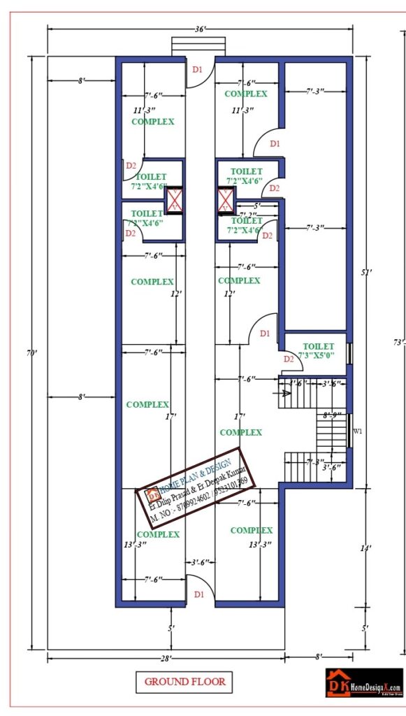 36x74 House Plans