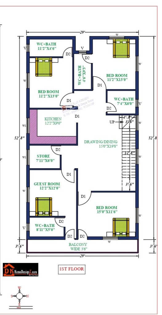 29X56 Affordable House Design - DK Home DesignX