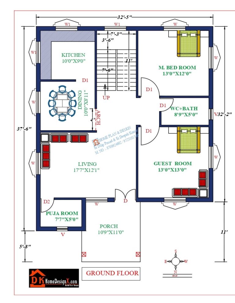 33X43 Affordable House Design - DK Home DesignX