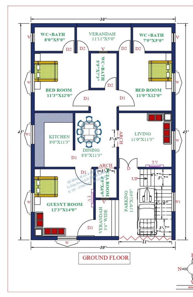 30X49 Affordable House Design - DK Home DesignX