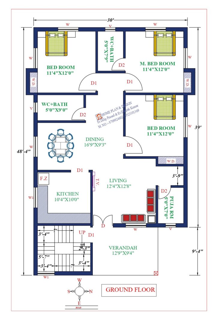 30X49 Affordable House Design - DK Home DesignX