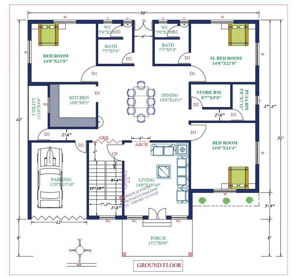 50X43 Affordable House Design - DK Home DesignX