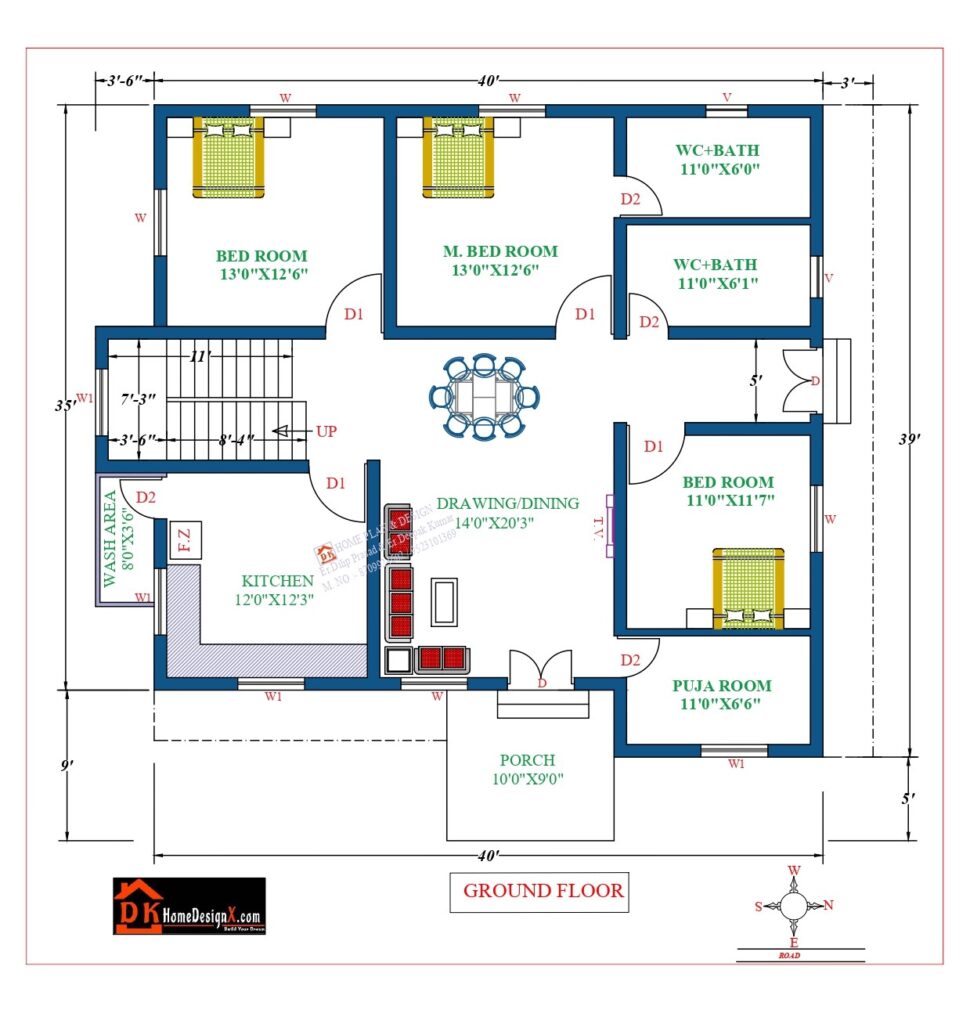 44X39 Affordable House Design - DK Home DesignX