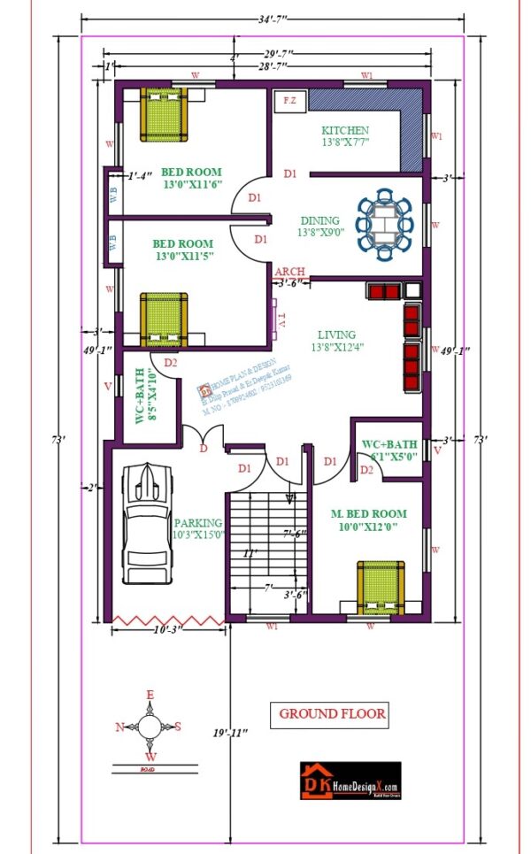 30X50 Affordable House Design - DK Home DesignX