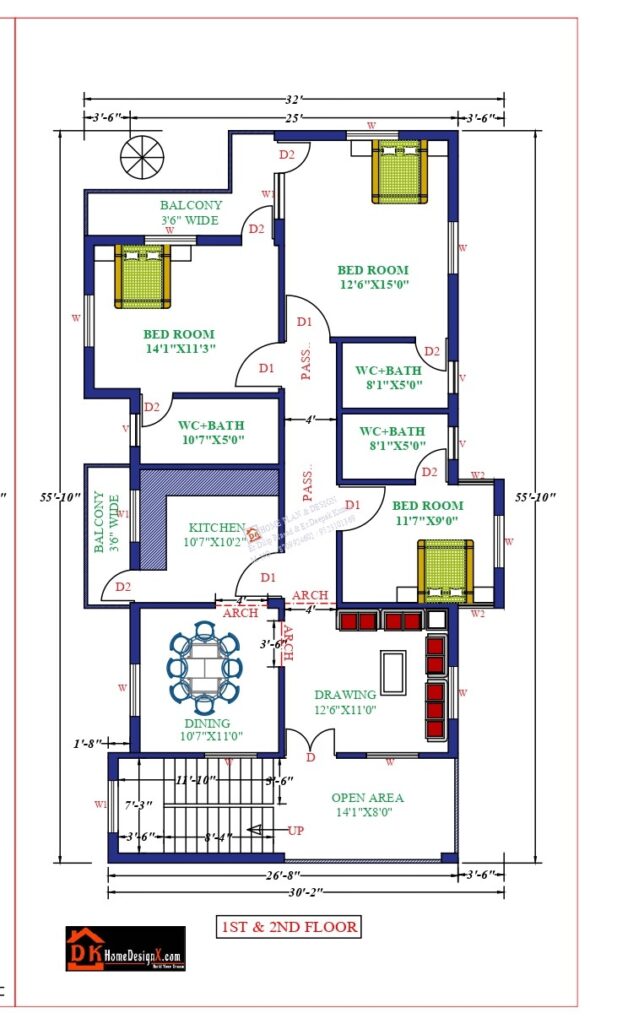 32X56 Affordable House Design - DK Home DesignX