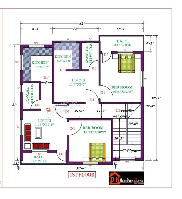 32X33 Affordable House Design - DK Home DesignX