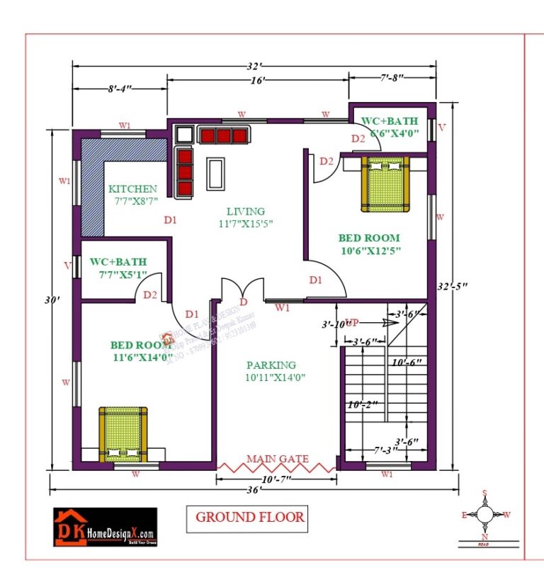 32X33 Affordable House Design - DK Home DesignX