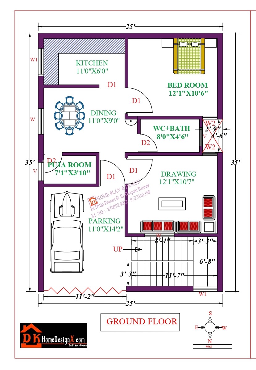 25X35 Affordable House Design DK Home DesignX