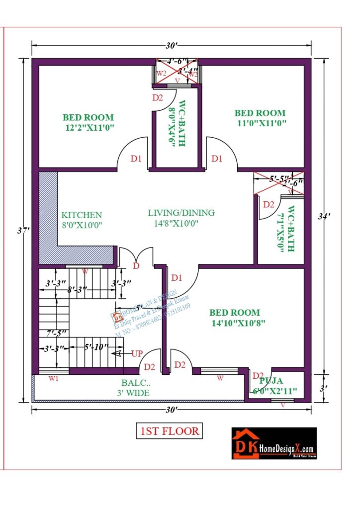 30X37 Affordable House Design - DK Home DesignX