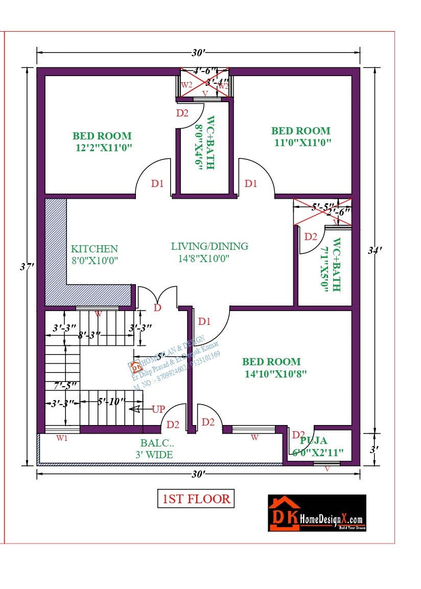 30X37 Affordable House Design DK Home DesignX