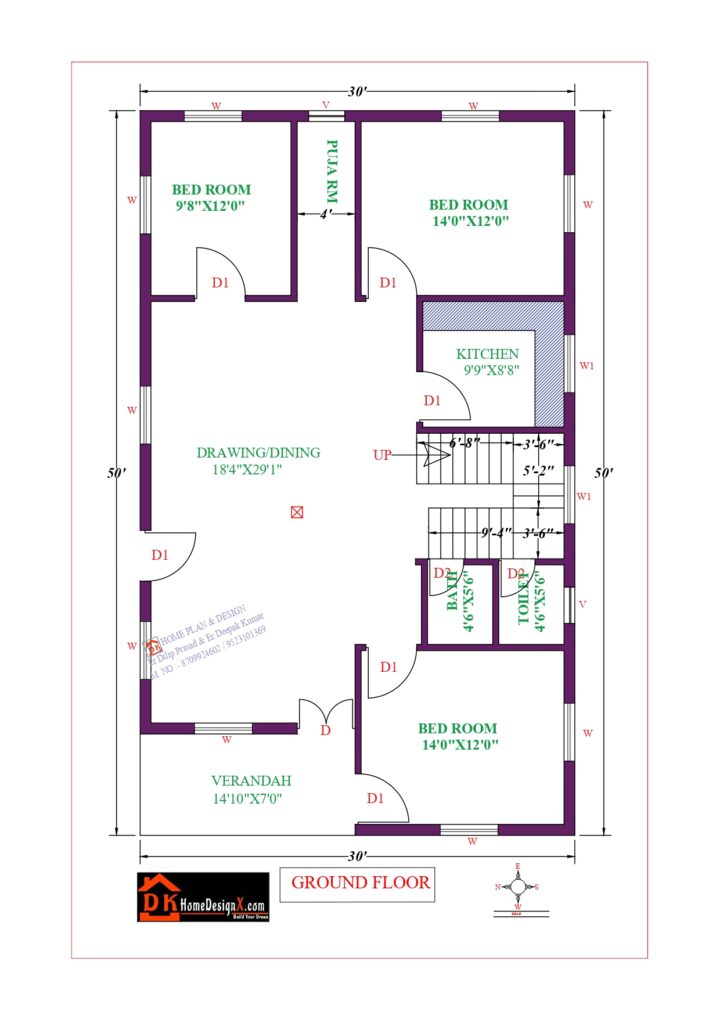 30X50 Affordable House Design - DK Home DesignX