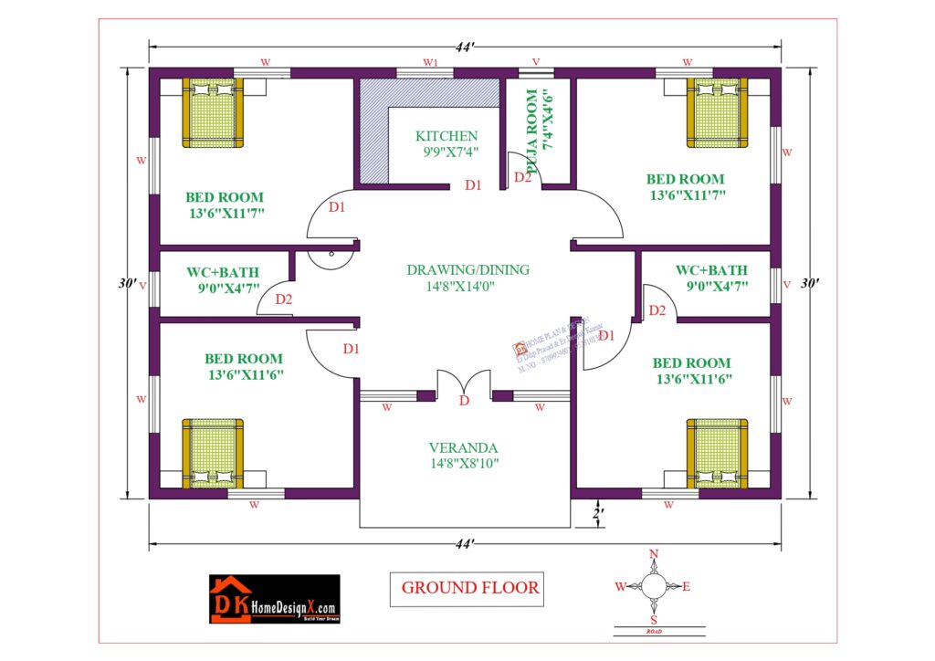 44X30 Affordable House Design - DK Home DesignX