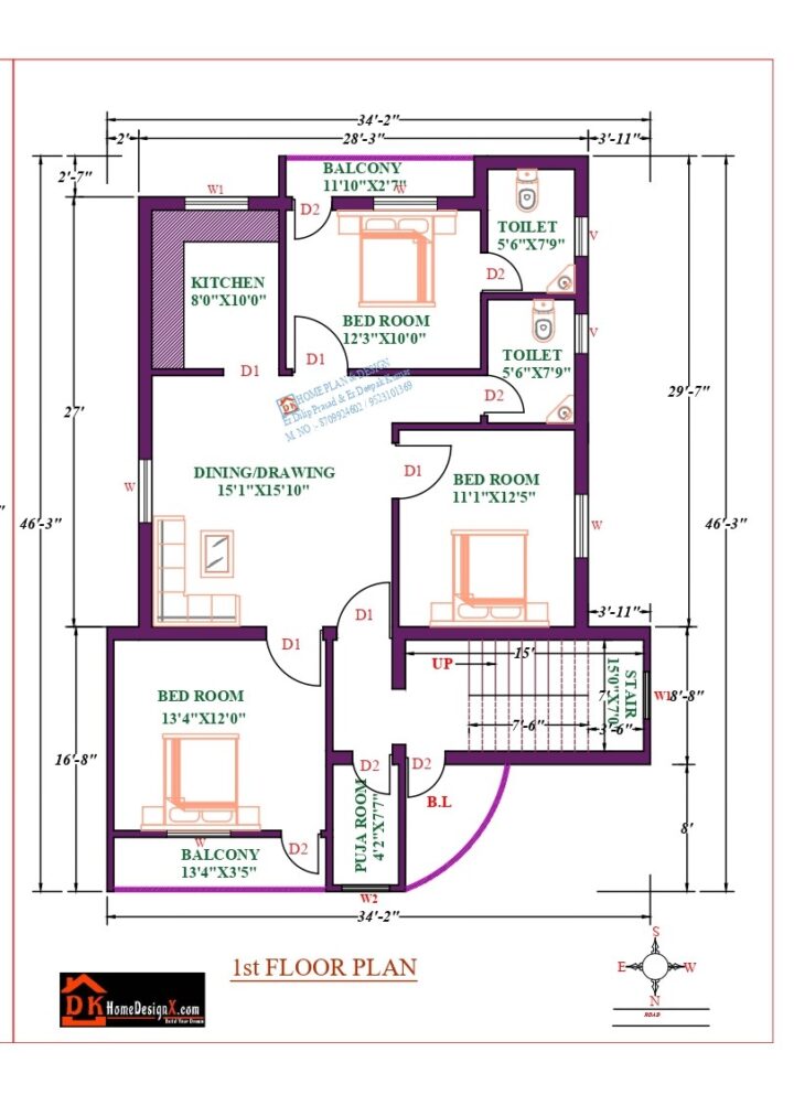 35X47 Affordable House Design - DK Home DesignX