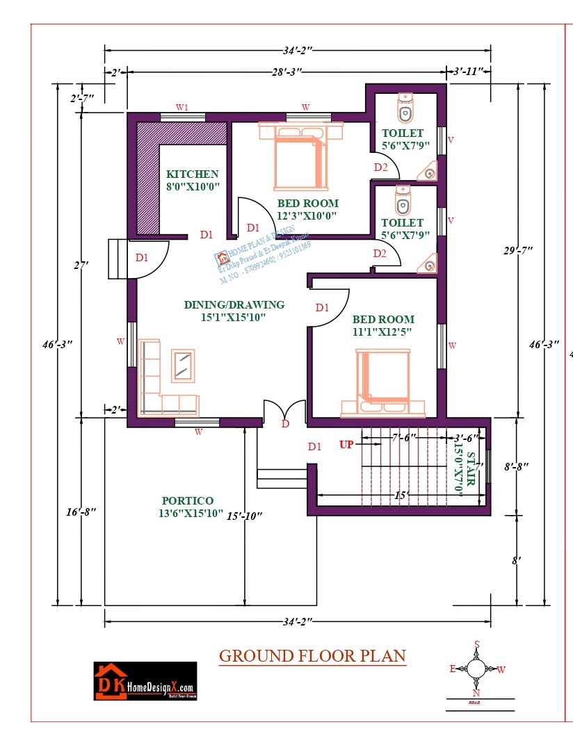 35X47 Affordable House Design - DK Home DesignX