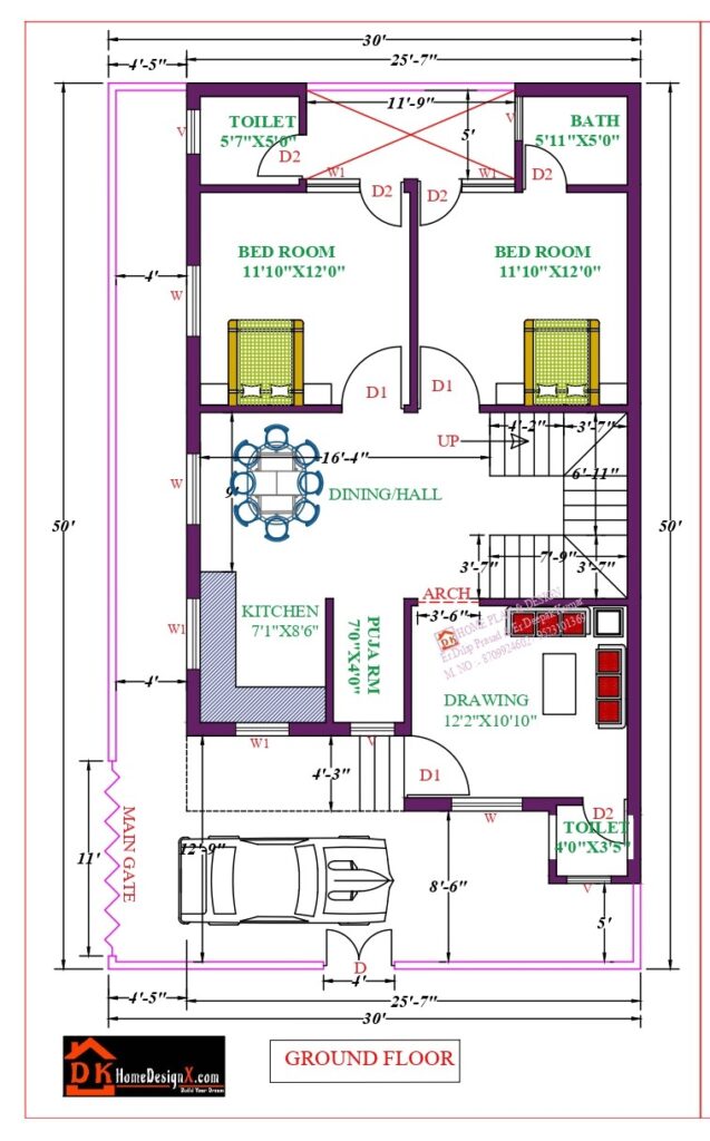 30X50 Affordable House Design - DK Home DesignX