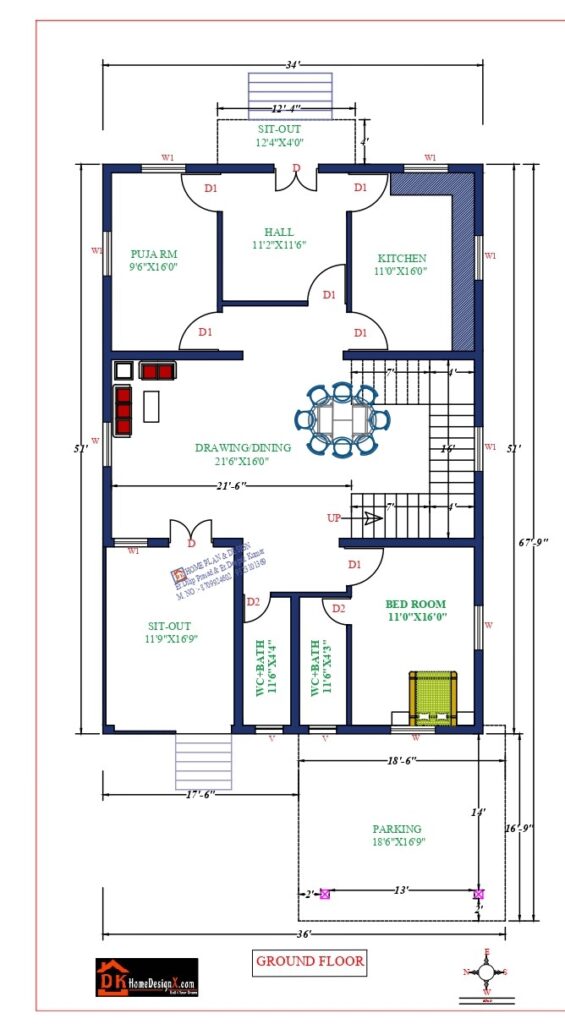 36X68 Affordable House Design - DK Home DesignX