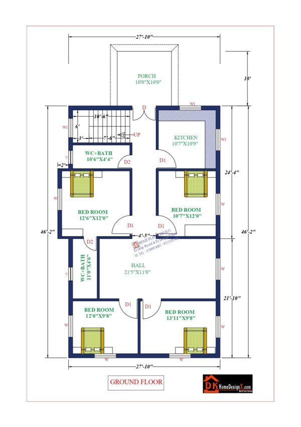 28X47 Affordable House Design - DK Home DesignX