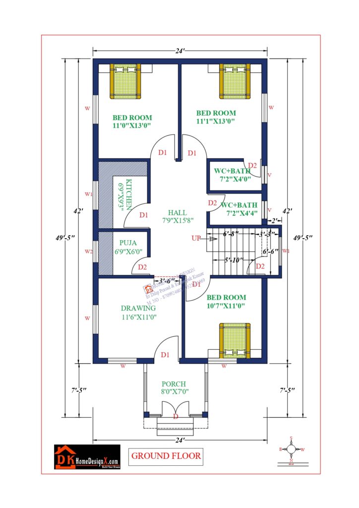 24X50 Affordable House Design - DK Home DesignX