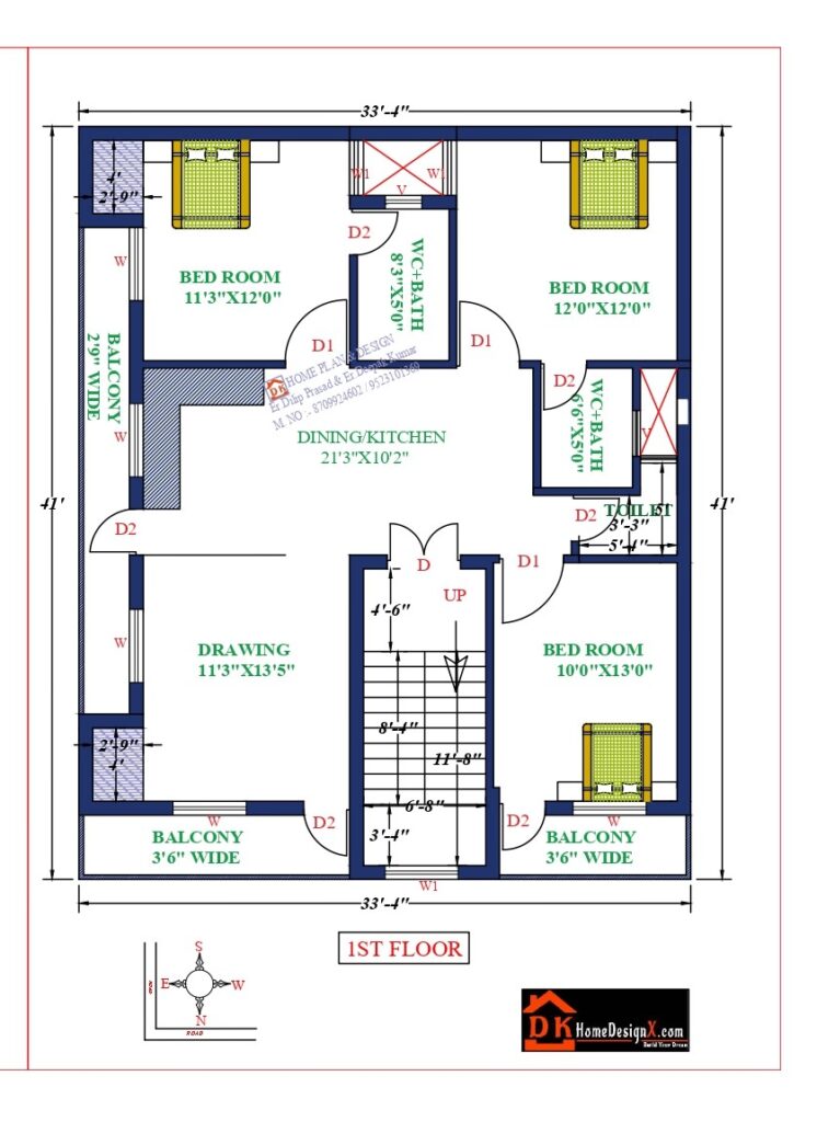 34X41 Affordable House Design - DK Home DesignX