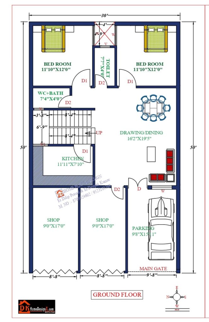 30X53 Affordable House Design - DK Home DesignX