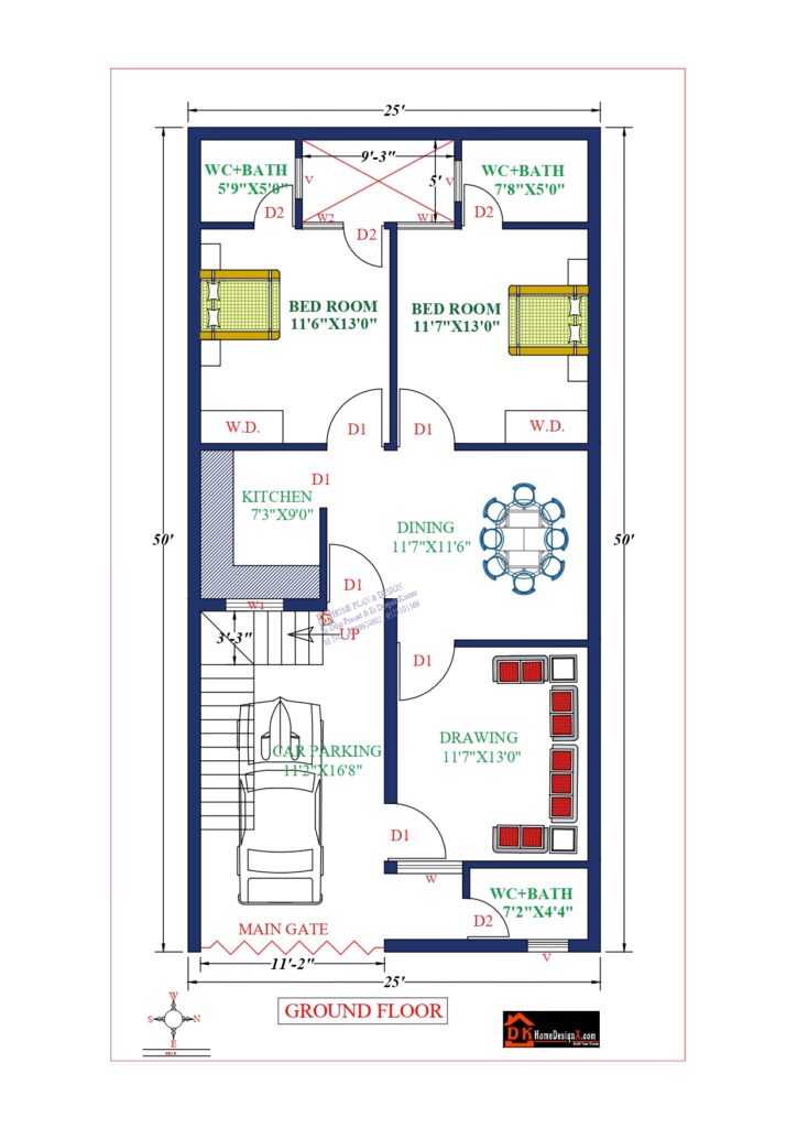 25X50 Affordable House Design - DK Home DesignX