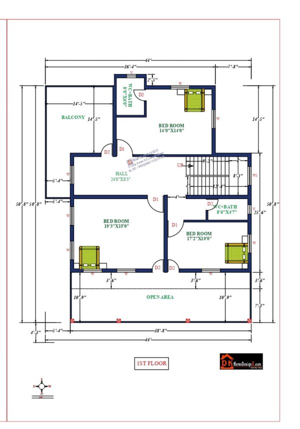 44x51 Affordable House Design - Dk Home Designx